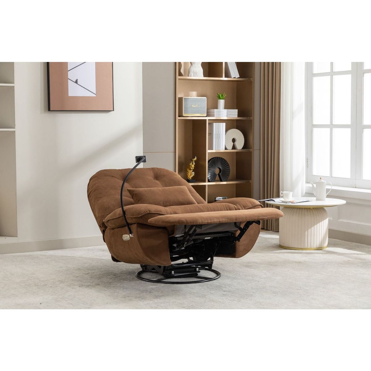 Power Recliner Swivel Glider USB Charger With Bluetooth Music Player Different Function Sleep Working Game and Leisure Model Grey