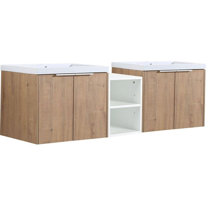 60 Inch Soft Close Doors Bathroom Vanity With Sink, A Small Storage Shelves, 24" and 12" Combination Cabinet,(KD-Packing)