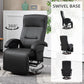 PU Recliner with Footrest, Lounge Chair with 135 Adjustable Backrest, Swivel Wood Base, Padded Seat & Armrests for Living Room, Black