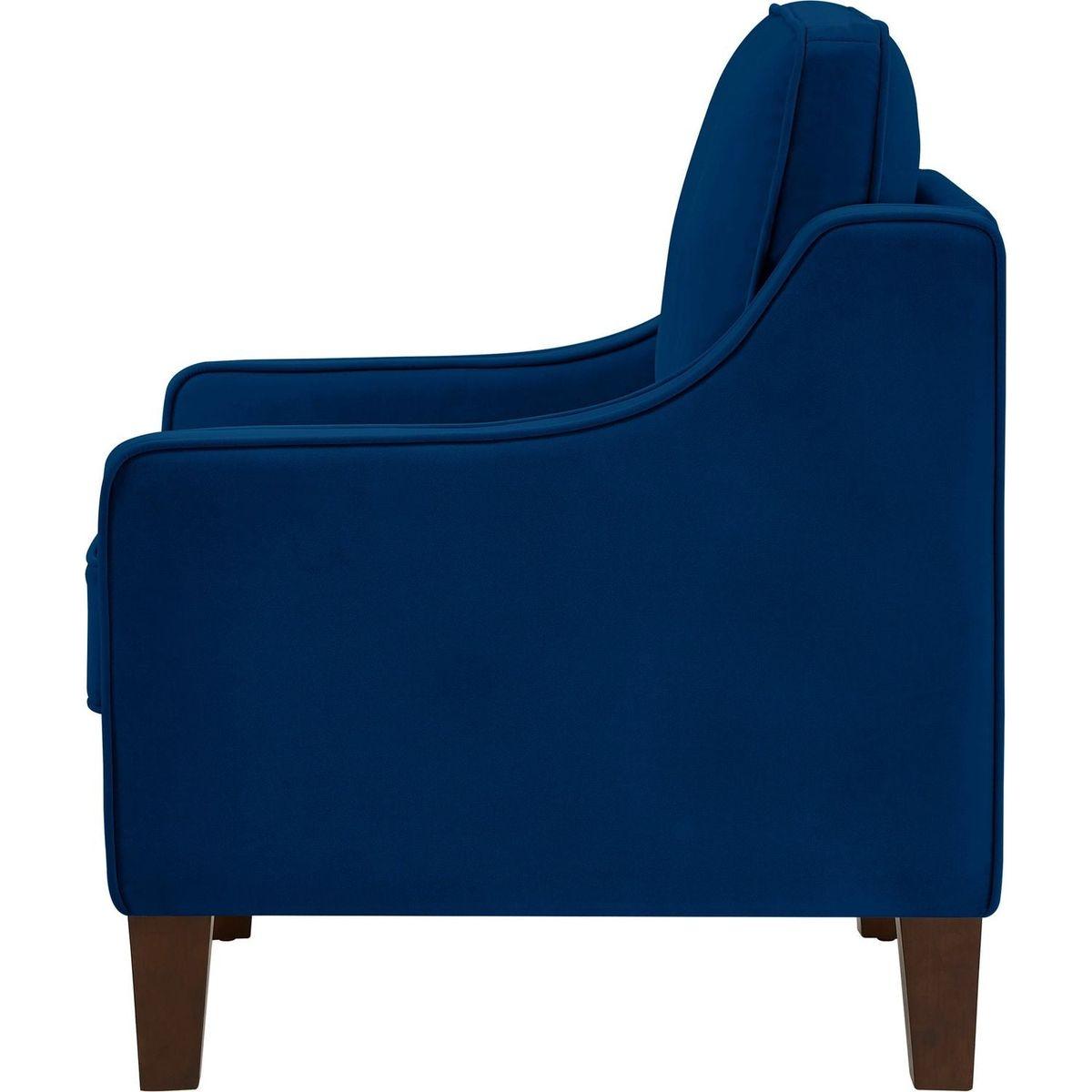 Modern Armchair, Living Room Single Seat Sofa Chair with Wooden Legs, Upholstered Velvet Accent Chair for Living Room, Bedroom,Navy