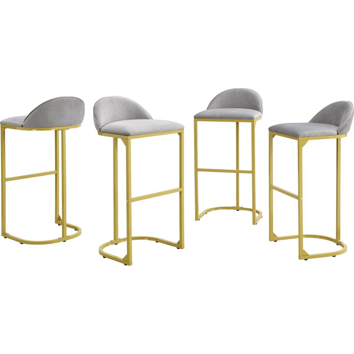 4 Pieces Bar Stools, 30" Counter Height Bar Stools Modern Luxury Bar Stools with Footrest, Upholstered Velvet Counter Stool Chairs for Kitchen Island