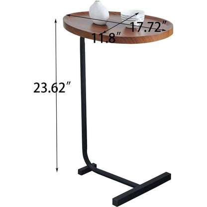 2-pieces Brown C-shaped Side Table, Small Sofa Table for Small Spaces, Living Room, Bedroom