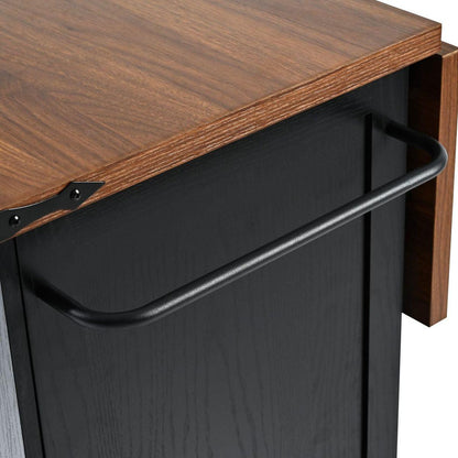 54.5" Farmhouse Kitchen Island with Power Outlet, Kitchen Storage Island with Internal Storage Rack, Drop Leaf, Spice Rack, Rolling Kitchen Cart on Wheels, for Home, Kitchen and Dining Room,Black