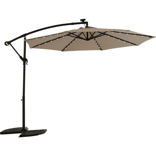 10ft Solar LED Offset Hanging Market Patio Umbrella (khaki)