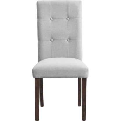 Linen Tufted Dining Room Chairs Set of 6, Accent Diner Chairs Upholstered Fabric Side Stylish Kitchen Chairs with Solid Wood Legs and Padded Seat - Gray