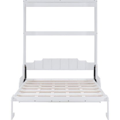 Queen Size Murphy Bed Wall Bed with Cushion,White