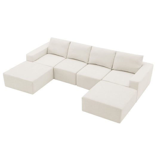 Luxury Cloud Chenille Modular U Shaped Sectional Sofa with Ottomans, Deep Seat, No Assembly Required, 3 Colors, 110*72'