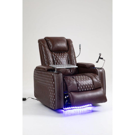 Power Zero Gravity Recliner with Multifunctional Features - Storage Armrest & Cup Holder - Laptop Table & Phone Holder- Reading Light & LED - Infinite Position Recline for Living Room & Office