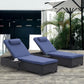 Outdoor Patio Chaise Lounge Chair,Lying in bed with PE Rattan and Steel Frame,PE Wickers,Pool Recliners with Elegant Reclining Adjustable Backrest and Removable Cushions Sets of 2(Black+Navy Blue)