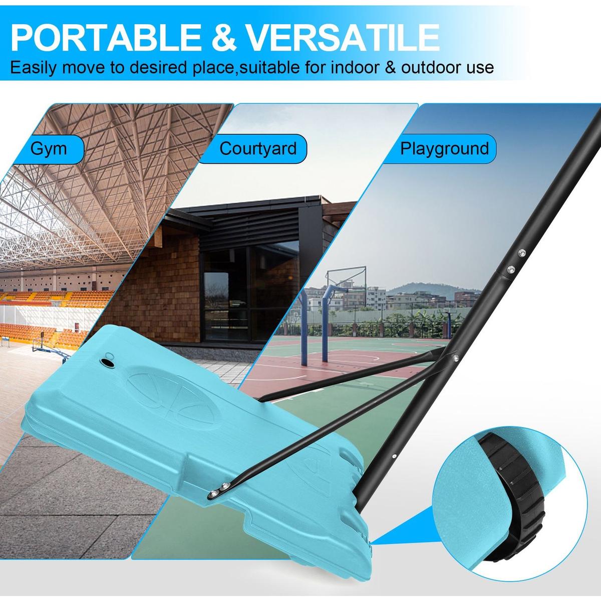 Portable Basketball Goal System with Stable Base and Wheels, use for Indoor Outdoor teenagers youth height adjustable 5.6 to 7ft Basketball Hoop 28 Inch Backboard