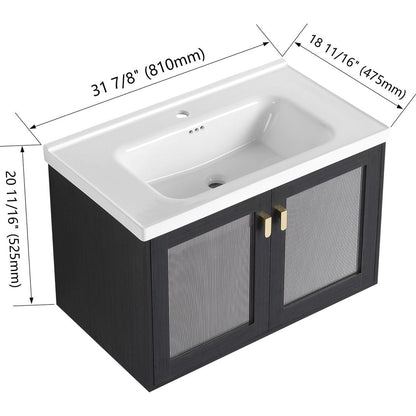 32 Inch Wall-Mounted Bathroom Vanity With Sink, For Small Bathroom (KD-Packing)