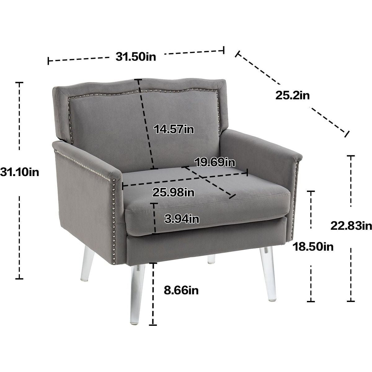 Accent Chair, Living Room Chair / leisure single sofa with acrylic feet