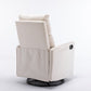 Cotton Linen Fabric Swivel Rocking Chair Glider Rocker Recliner Nursery Chair With Adjustable Back And Footrest For Living Room Indoor,Beige