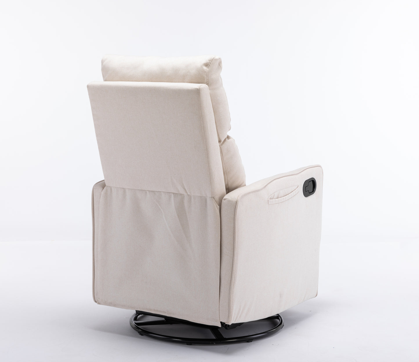 Cotton Linen Fabric Swivel Rocking Chair Glider Rocker Recliner Nursery Chair With Adjustable Back And Footrest For Living Room Indoor,Beige