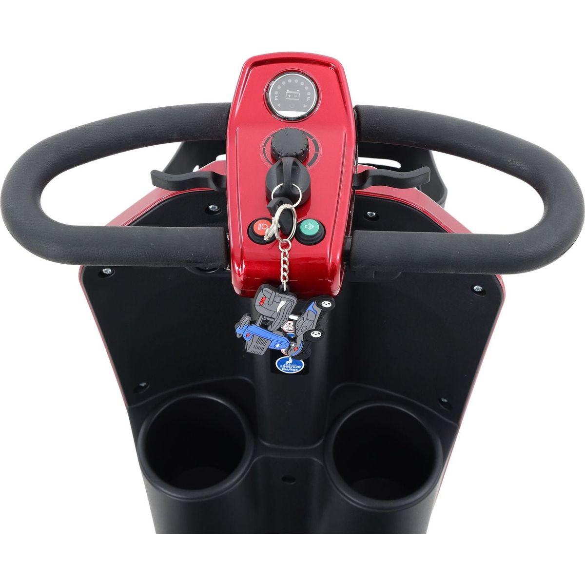 MAX PLUS RED 4 Wheels Outdoor Compact Mobility Scooter with 2pcsx20AH Lead acid Battery, 16 Miles, Cuo Holders & USB charger Port