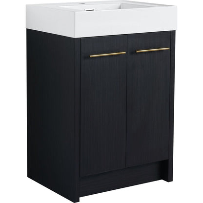 24 Inch Freestanding Bathroom Vanity with Resin Sink, With Soft Closing Door, KD-Package