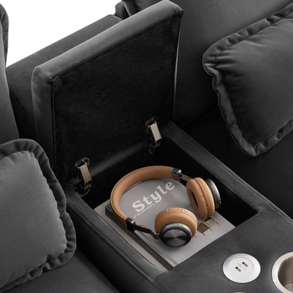 123x55" Modern U-shaped Sofa with Console,Cupholders and USB Ports,6-seat Upholstered Symmetrical Indoor Furniture,Sleeper Couch Set with Chaise for Living Room,Apartment,2 Colors