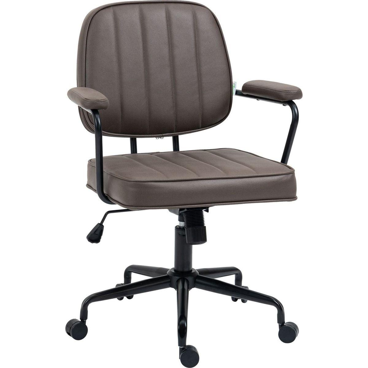 Vinsetto Home Office Chair, Microfiber Computer Desk Chair with Swivel Wheels, Adjustable Height, and Tilt Function, Light Brown