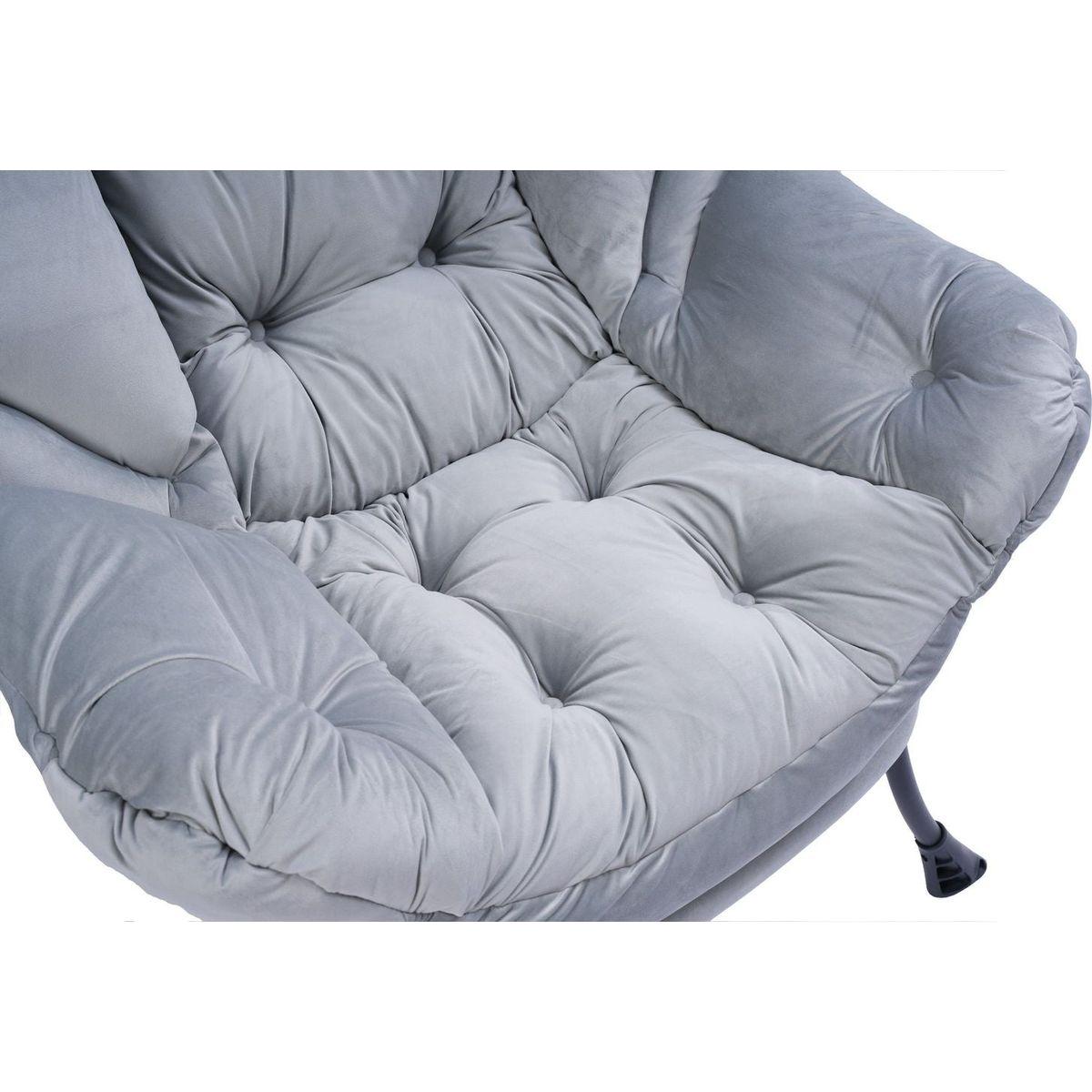 Living Room Chairs Modern Cotton Fabric Lazy Chair, Accent Contemporary Lounge Chair, Single Steel Frame Leisure Sofa Chair with Armrests and A Side Pocket (Light Gray02)