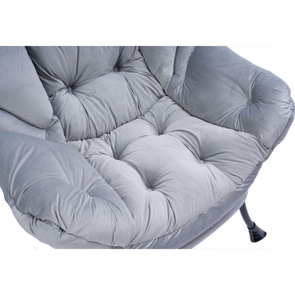 Living Room Chairs Modern Cotton Fabric Lazy Chair, Accent Contemporary Lounge Chair, Single Steel Frame Leisure Sofa Chair with Armrests and A Side Pocket (Light Gray02)