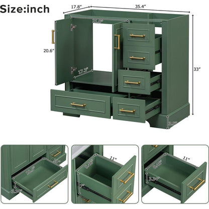 [Cabinet Only] 36" Green Traditional Bathroom Vanity(Sink not included)