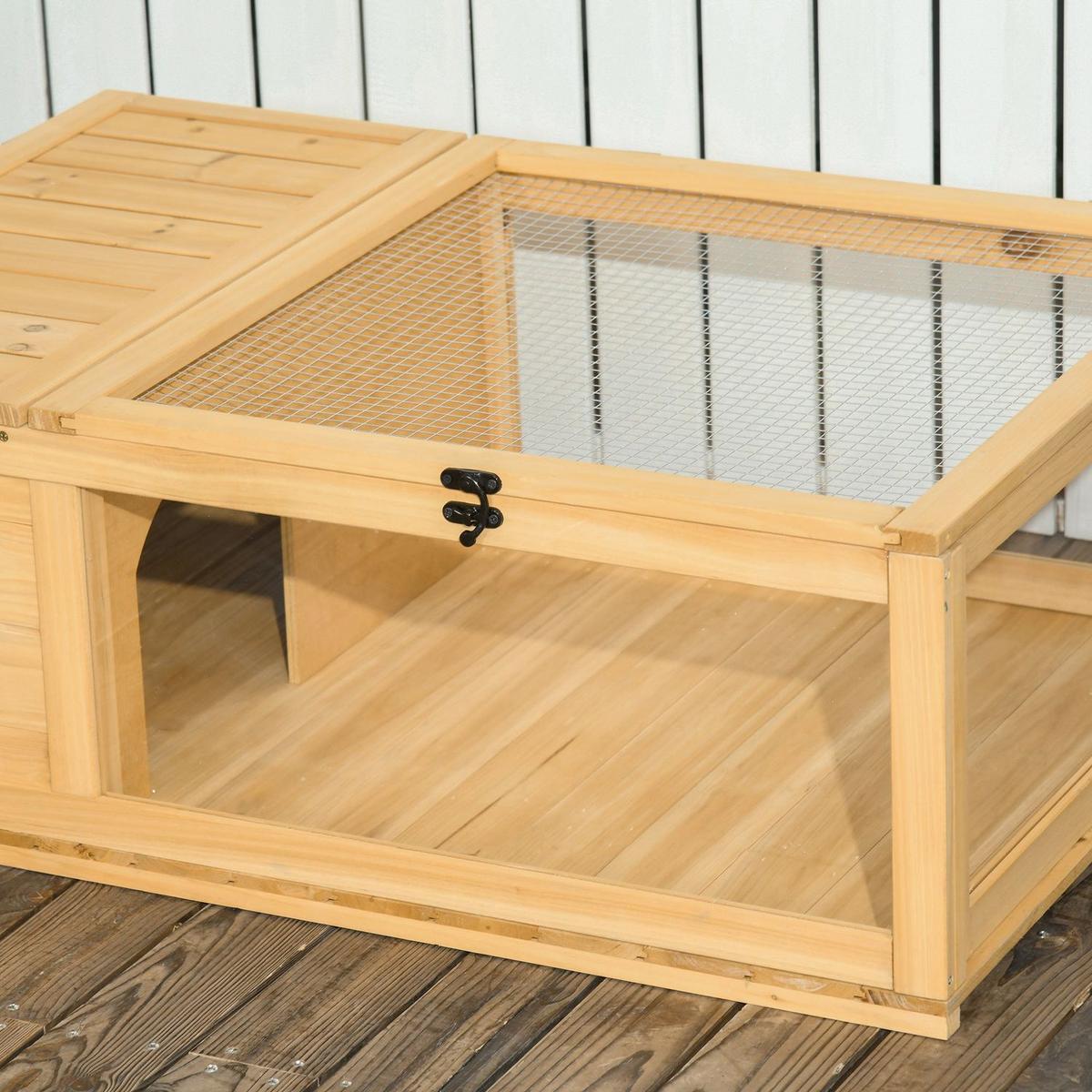 Wooden Tortoise House Indoor Turtle Habitat Enclosure Outdoor Reptile Cage for Lizards, Geckos, Yellow