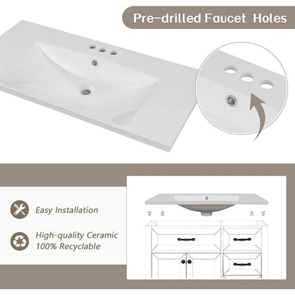 36" Bathroom Vanity with Sink Combo, Bathroom Cabinet with Drawers, Solid Frame and MDF Board, Grey