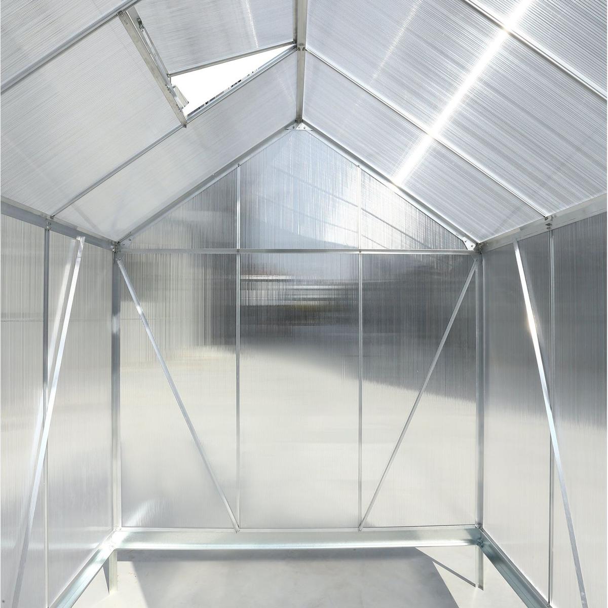 6.3'x6.2'x7' Polycarbonate Greenhouse, Heavy Duty Outdoor Aluminum Walk-in Green House Kit with Rain Gutter, Vent and Door for Backyard Garden, color aluminium