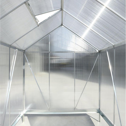 6.3'x6.2'x7' Polycarbonate Greenhouse, Heavy Duty Outdoor Aluminum Walk-in Green House Kit with Rain Gutter, Vent and Door for Backyard Garden, color aluminium