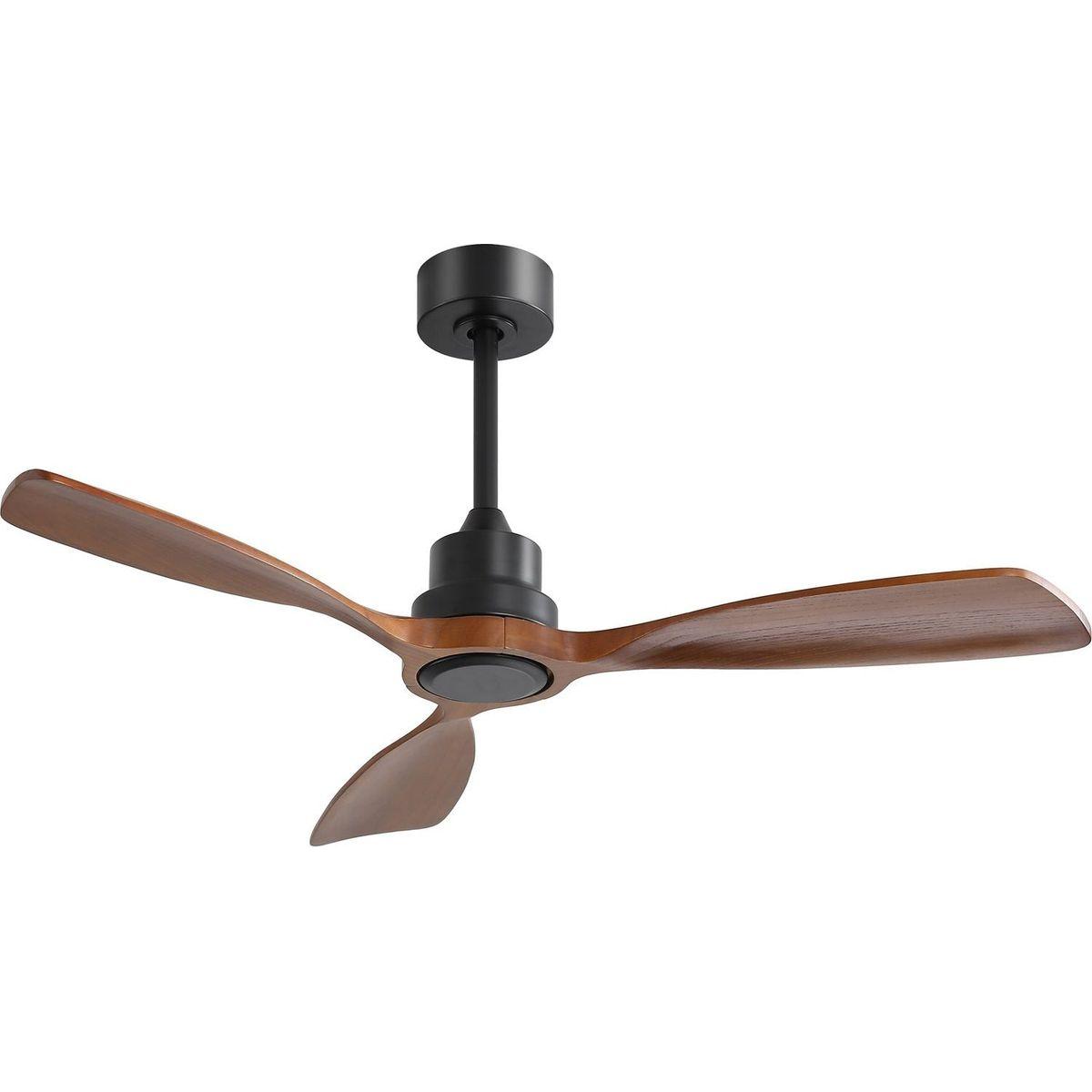 48 Inch Ceiling Fan Without Light, 3 Solid Wood Blades Outdoor Ceiling Fan 6-speed Reversible DC Motor for Living Room