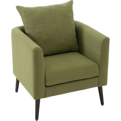 Barrel Chair, Modern Accent Chair, Fabric Armchair Club Chair,Upholstered Arm Chair with Solid Wood Legs,Waist Pillow,Padded Single Chair for Living Room/Bedroom/Study/Waiting Room,Olive Green