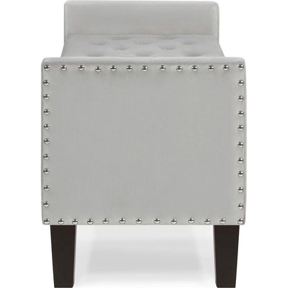 Upholstered Tufted Button Storage Bench with nails trim,Entryway Living Room Soft Padded Seat with Armrest,Bed