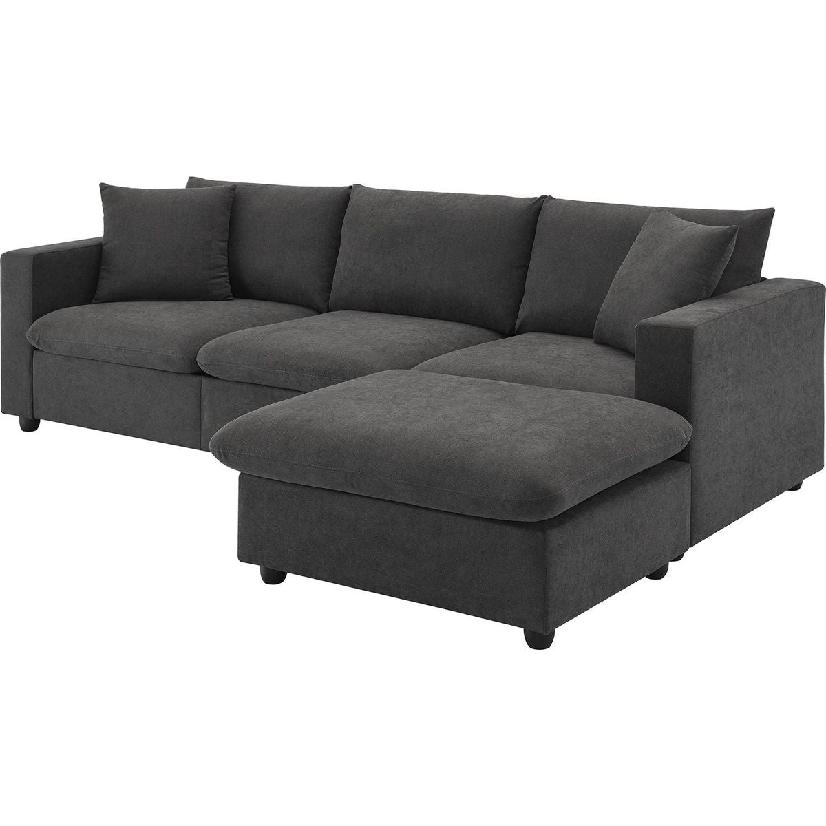 100.4x64.6" Modern Sectional Sofa,L-shaped Couch Set with 2 Free pillows,4-seat Polyester Fabric Couch Set with Convertible Ottoman for Living Room, Apartment, Office,4 Colors