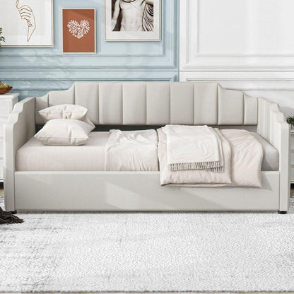 Upholstered Daybed with Underneath Storage,Full Size, White