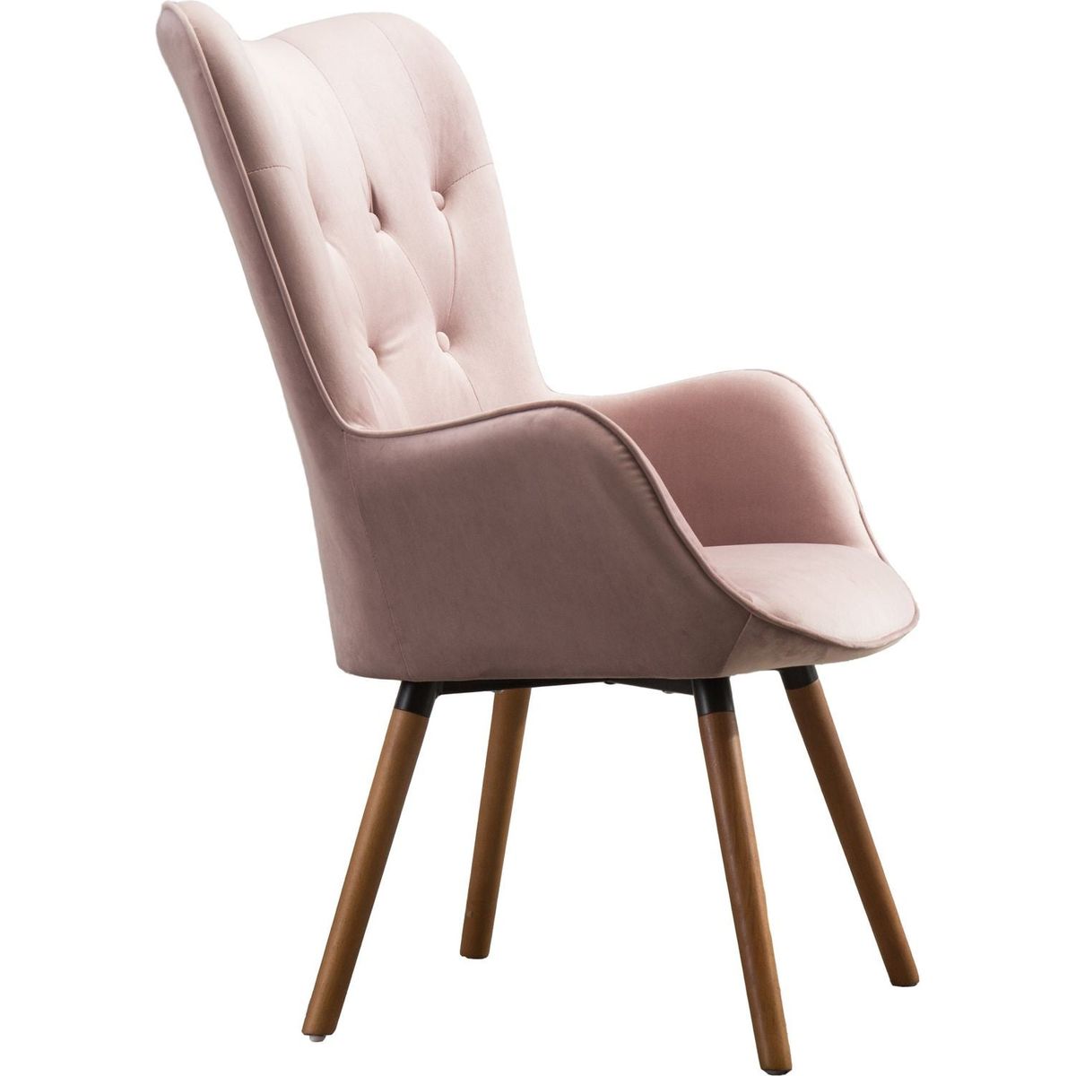 Doarnin Contemporary Silky Velvet Tufted Button Back Accent Chair, Mauve