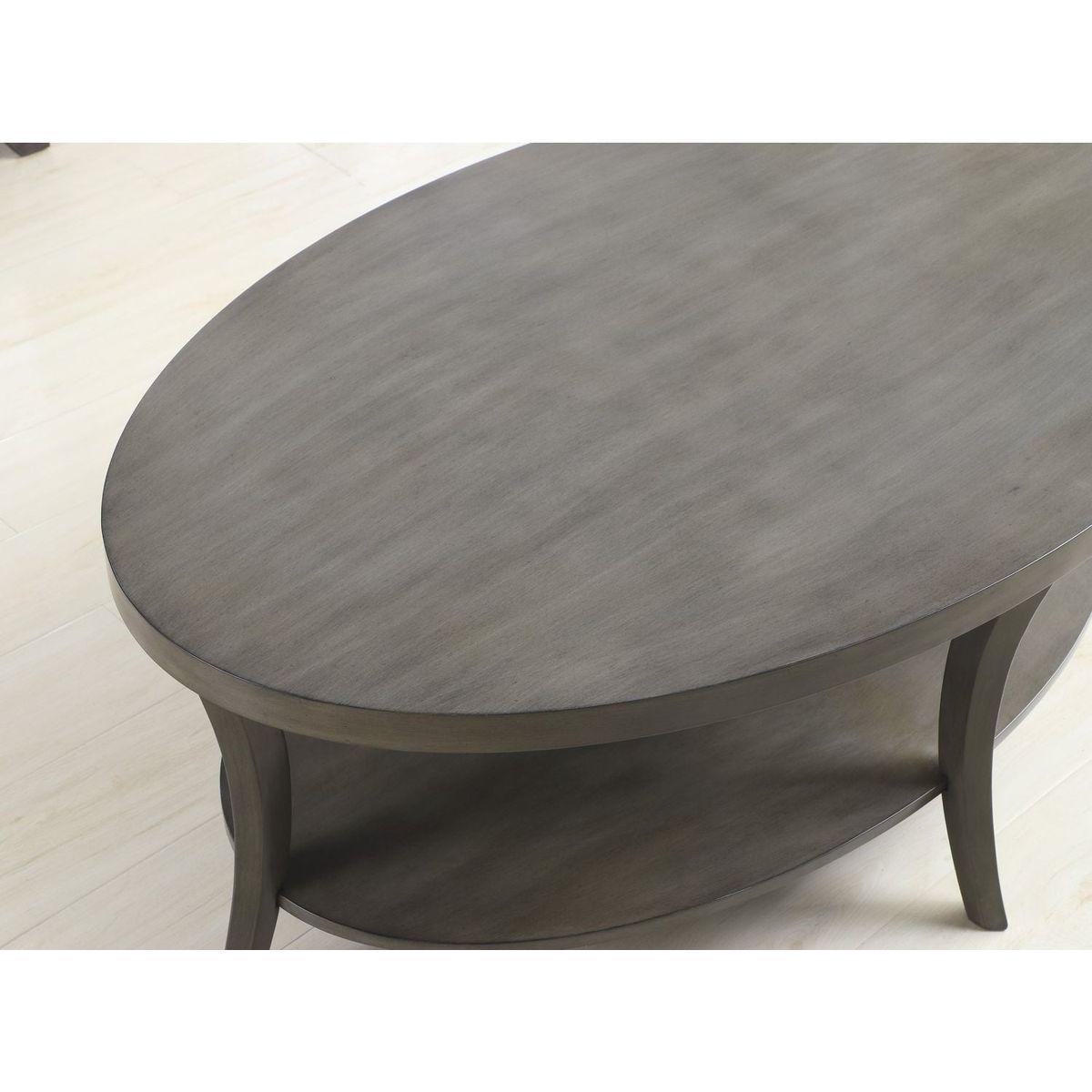 Perth Contemporary Oval Shelf Coffee Table Set, Gray