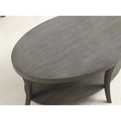 Perth Contemporary Oval Shelf Coffee Table Set, Gray