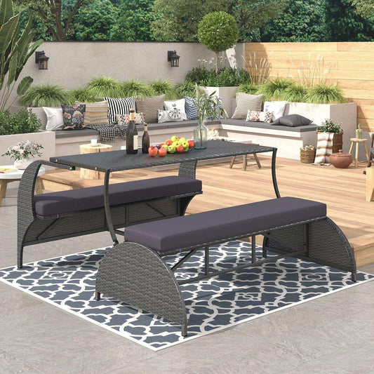 Outdoor Loveseat and Convertible to four seats and a table,Suitable for Gardens and Lawns