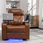 Power Motion Recliner with USB Charging Port and Hidden Arm Storage, Home Theater Seating with Convenient Cup Holder Design, and stereo(Light Brown)