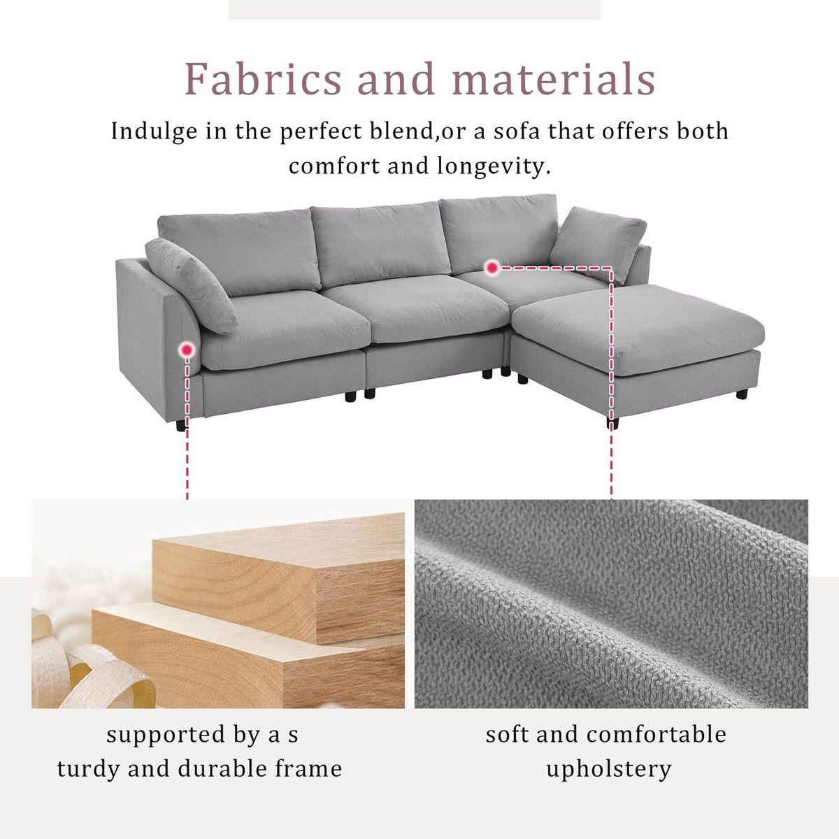 Upholstery Convertible Sectional Sofa, L Shaped Couch with Reversible Chaise