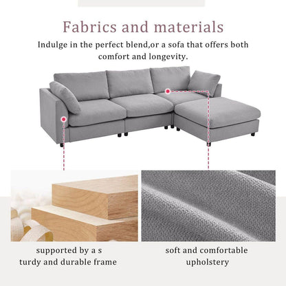 Upholstery Convertible Sectional Sofa, L Shaped Couch with Reversible Chaise