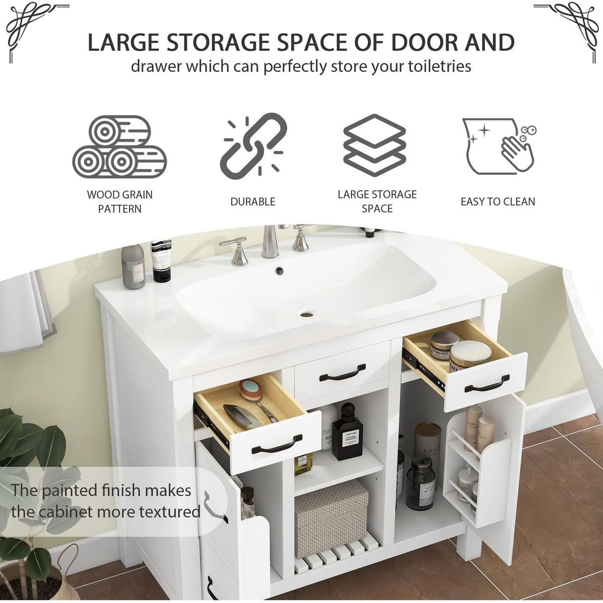 36"Bathroom Vanity with Undermount Sink,Modern Bathroom Storage Cabinet with 2 Drawers and 2 Cabinets,Solid Wood Frame Bathroom Cabinet