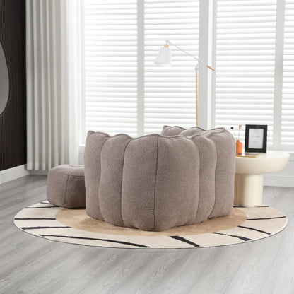 Soft Bean Bag Chair with High Resilient Foam(Chips)for living room and bedroom,Comfortable Square Lazy Sofa with Footstool, Cover for Adults to Gaming, Reading, and Watching TV - Streamdale Furniture