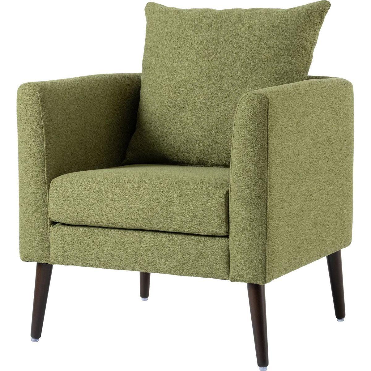 Barrel Chair, Modern Accent Chair, Fabric Armchair Club Chair,Upholstered Arm Chair with Solid Wood Legs,Waist Pillow,Padded Single Chair for Living Room/Bedroom/Study/Waiting Room,Olive Green