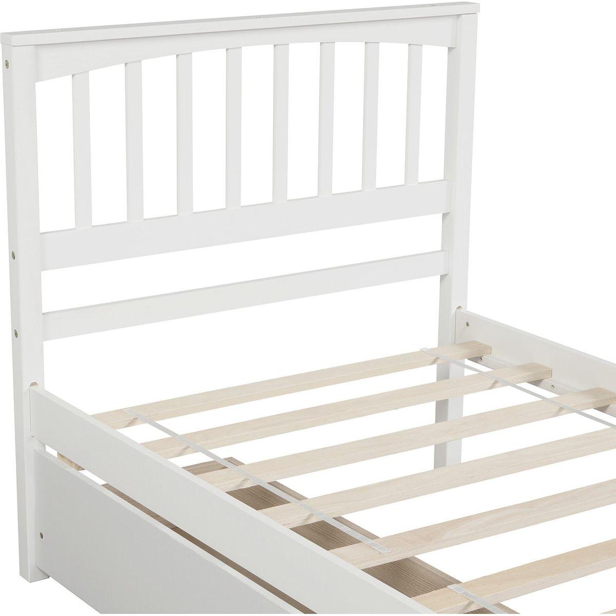 Twin size Platform Bed with Two Drawers, White