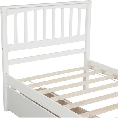 Twin size Platform Bed with Two Drawers, White