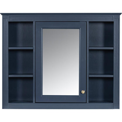 35" x 27.5" Medicine Cabinet, Wall Mounted Bathroom Storage Cabinet, Modern Bathroom Wall Cabinet with Mirror, Mirror Cabinet with 6 Open Shelves (Not Include Bathroom Vanity)