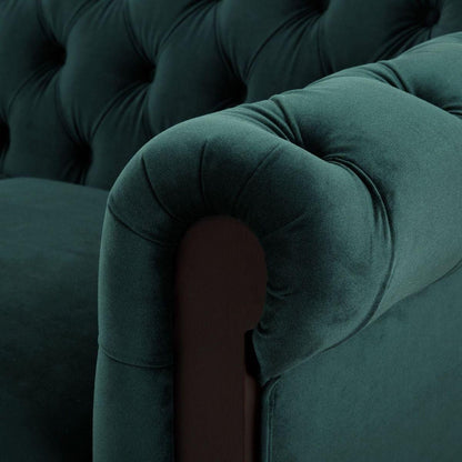VIVALUX 59.44" Chesterfield Velvet Loveseat Sofa,2-Person Rolled Arm Dutch Plush Upholstered Sofa Couch with Tufted Button for Living Room, Bedroom, Small Places,Forest Green