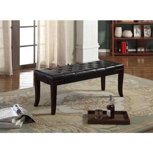 Linon Tufted Bench, Faux Leather, Espresso