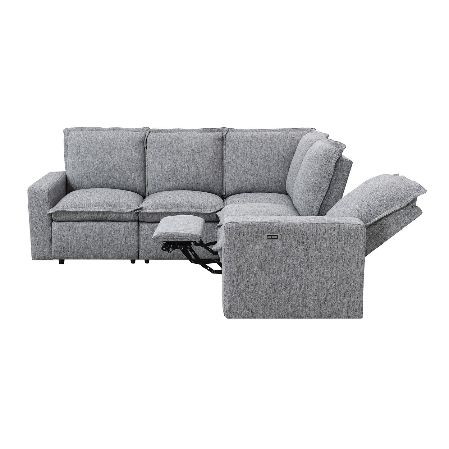 Power Recliner Chair Home Theater Seating Soft Chair with USB Port for Living Room, Bedroom, Theater room, Grey